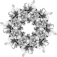 Roses and camomiles Mandala freehand drawing ornament pattern N9