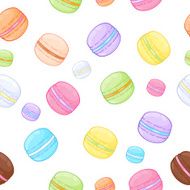 Seamless assorted macarons pattern Macaroon white background