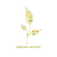 Tealeaf with tea pattern isolated background