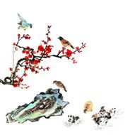 plum bloom stone and animal N111