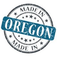 made in Oregon blue round grunge isolated stamp