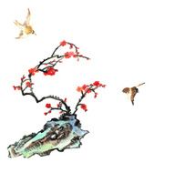plum bloom stone and animal N112