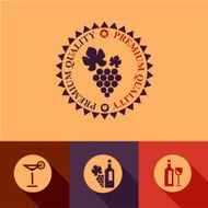 flat wine menu icons set