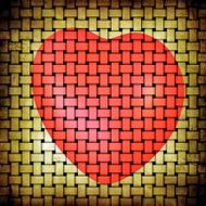 Abstract grunge beige yellow matting and red heart picture