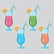 Set of alcoholic cocktails isolated on white background