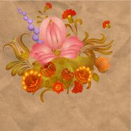 Petrikov painting Vintage floral ornament on old paper eps 10 N2