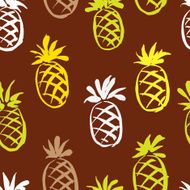 abstract seamless background with hand drawn pineapples color background