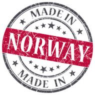 made in Norway red grunge round stamp
