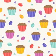 Seamless pattern with cakes and eggs