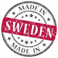 made in Sweden red grunge round stamp