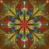 Multicolor beautiful fractal in stained glass window style N14