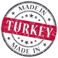 made in Turkey red grunge round stamp