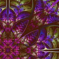 Diagonal symmetric pattern of the leaves in blue and purple