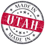 made in Utah red round grunge isolated stamp
