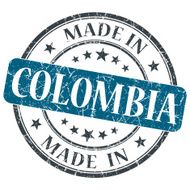made in COLOMBIA blue grunge stamp isolated on white background