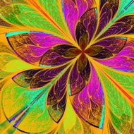 Beautiful multicolor fractal flower in stained glass style N2