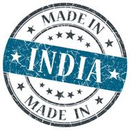 made in India blue grunge round stamp