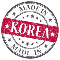 made in Korea red grunge round stamp