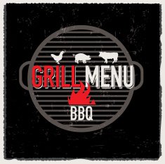 Grill Menu design template with black background
