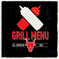 Grill Menu design template with condiment bottles