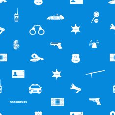police icons blue and white seamless pattern eps10