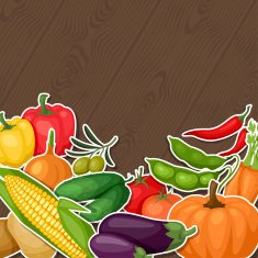 Background design with fresh ripe stylized vegetables N2