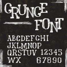 Grunge alphabet letters and numbers