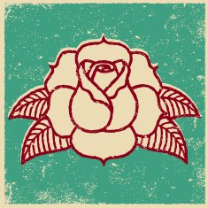 Retro Screen Print Tattoo Style Rose