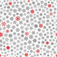 Seamless pattern of snowflakes red and gray on white N3