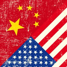 USA and Chinese grunge Flag
