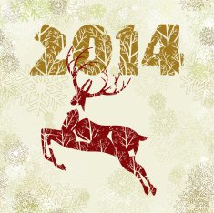 New year's 2014 reindeer christmas card