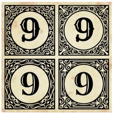 Old Paper with Decorative Number nine