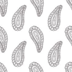 Hand drawn indian seamless pattern in black and white Doodle N2