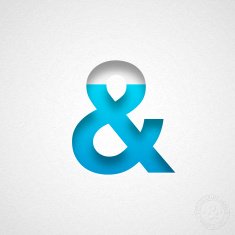 Ampersand Symbol - & Blue on Watercolor Paper