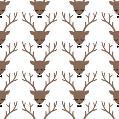Cute sleeping deer with bow background for winter holidays N2