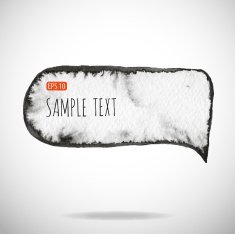 Black watercolor blob isolated on white N25