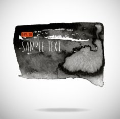 Black watercolor blob isolated on white N26