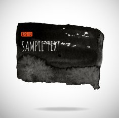 Black watercolor blob isolated on white N27