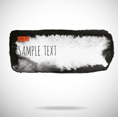 Black watercolor blob isolated on white N29