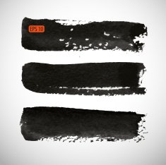 Black watercolor blob isolated on white N31