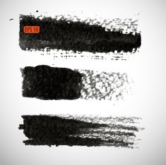 Black watercolor blob isolated on white N38