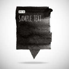 Black watercolor blob isolated on white N39