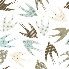 Seamless pattern with ornamental swallows N3
