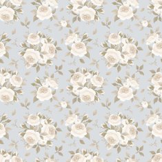 Seamless pattern with roses on blue Vector illustration