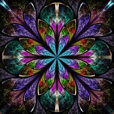 Multicolor beautiful fractal in stained glass window style N10