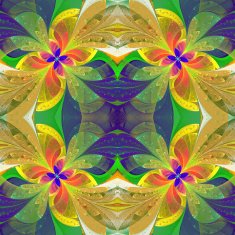Multicolored symmetrical pattern in stained-glass window style N21