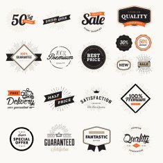 Set of vintage premium quality badges and stickers N2