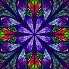Multicolor beautiful fractal in stained glass window style N11