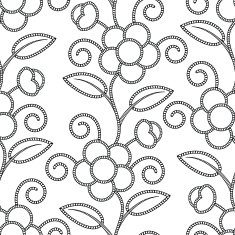 Seamless Floral White Black Background N2