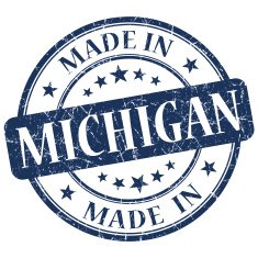 made in Michigan blue round grunge isolated stamp